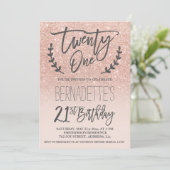 Invitation Scénario de parties scintillant d'or faux rose mod (Debout devant)