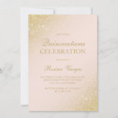 Invitation Scénario de parties scintillant en or glam rose pâ (Devant)