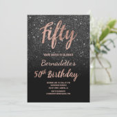 Invitation Scénario de parties scintillant noire Faux or rose (Debout devant)