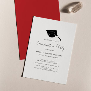 Invitation Scénario de remise des diplômes Rouge Élégant Dipl