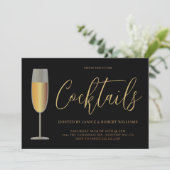 Invitation Scénario de soirée cocktail moderne Or Noir (Debout devant)