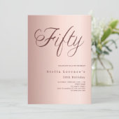 Invitation Scénario d'or rose élégant 50ème anniversaire (Debout devant)