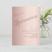 Invitation Scénario d'or rose élégant Quinceanera luxe (Debout devant)