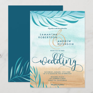 Invitation Scénario mariage chic de palme tropicale