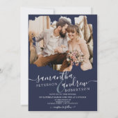 Invitation Scénario marine moderne brushstroke 2 photos maria (Dos)