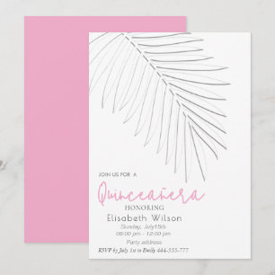 Invitation Scénario minimaliste de palmier Embossé Quinceañer