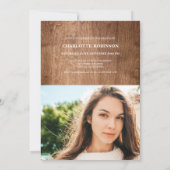 Invitation Scénario Rustique de diplôme en bois 4 photos grad (Dos)