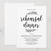 Invitation Scénario rustique, Dîner de répétition noir et Mar (Devant / Derrière)