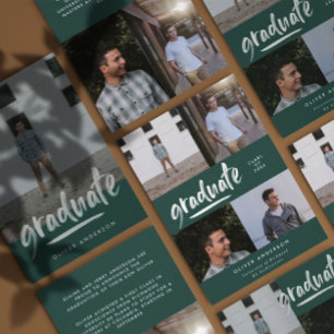 Invitation Scénario vert moderne 4 photo stylée de remise de 