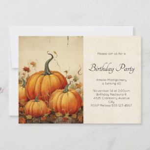 Invitation Scène d'automne rustique Citrouille orange Anniver