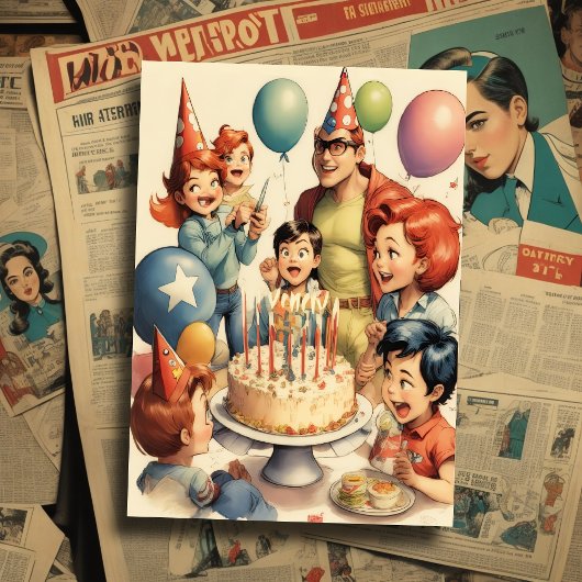 Invitation Scène de bande dessinée drôle à l'aquarelle pour u