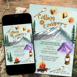 Invitation Scène de camping Appel à tous les campeurs Fille A