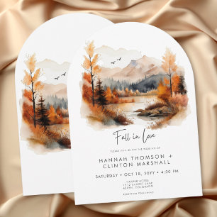 Invitation Scène de mariage d'arche de montagne à l'amour de
