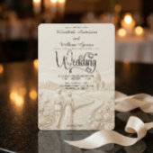 Invitation Scène de mariage romantique classique dans une égl