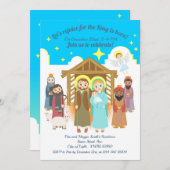 Invitation Scène de Nativité Fête de Noël (Devant / Derrière)