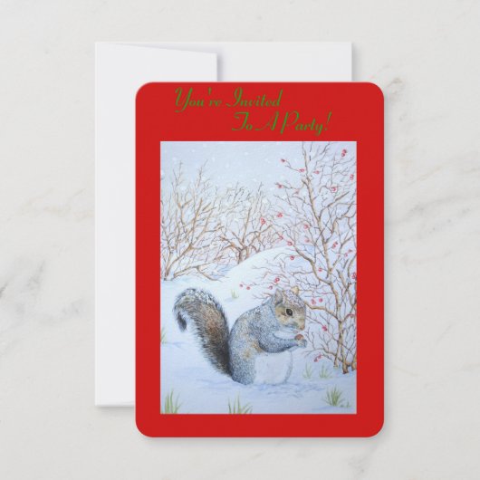 Invitation scène de neige d'écureuil gris (Devant)