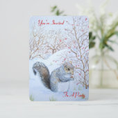 Invitation scène de neige d'écureuil gris mignon faune origin (Debout devant)