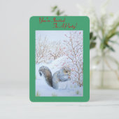 Invitation scène de neige d'écureuil gris mignon fêtes de Noë (Debout devant)