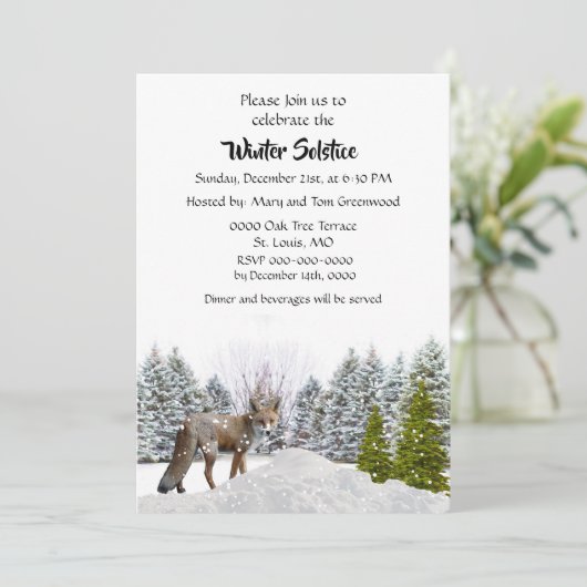 Invitation Scène De Neige Dîner Solstice Hiver (Debout devant)