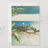 Invitation Scène de Noël au houx neige hiver (Dos)