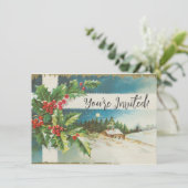 Invitation Scène de Noël Houx Neige Hiver (Debout devant)