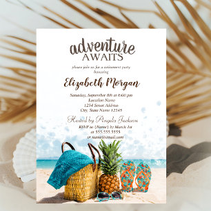 Invitation Scène de plage, Fête de retraite à l'ananas