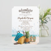 Invitation Scène de plage, Fête de retraite à l'ananas (Debout devant)