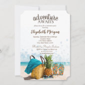 Invitation Scène de plage, Fête de retraite à l'ananas (Devant)