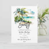 Invitation Scène de plage tropicale 70e anniversaire (Debout devant)