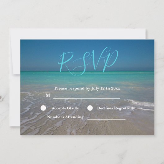 Invitation Scène de plage tropicale Réponse pour un mariage s (Devant)