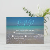 Invitation Scène de plage tropicale Réponse RSVP mariage sur  (Debout devant)