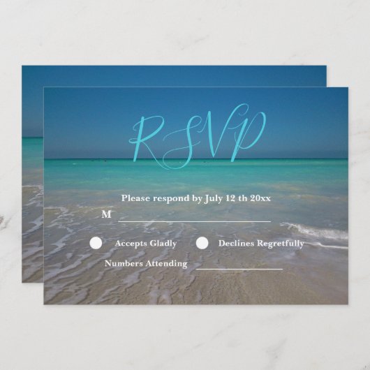 Invitation Scène de plage tropicale Sables blancs Mariage RSV (Devant / Derrière)