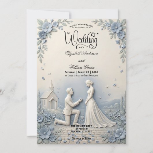 Invitation Scène de proposition romantique de mariage   (Devant)