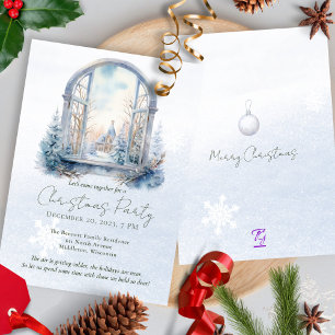 Invitation Scène d'hiver Forêt Pin Arbre Aquarelle Noël