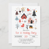 Invitation Scène d'hiver scandinave vacances de Noël (Devant)