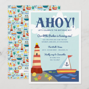 Invitation Scène nautique Anniversaire de enfant Party Invita