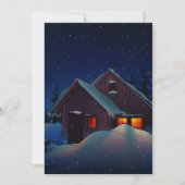 Invitation Scène nocturne de cabane enneigée en hiver (Devant)