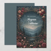 Invitation Scenic Alpine Landscape Mauve Floral Oval Wedding (Devant / Derrière)