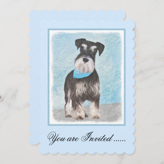 Invitation Schnauzer (Miniature) Peinture - Joli chien origin (Devant / Derrière)