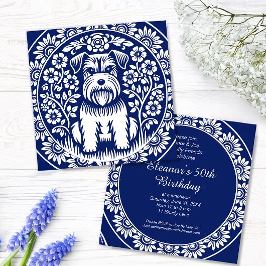 Invitation Schnauzer ou Norfolk Terrier Charming Folk Art