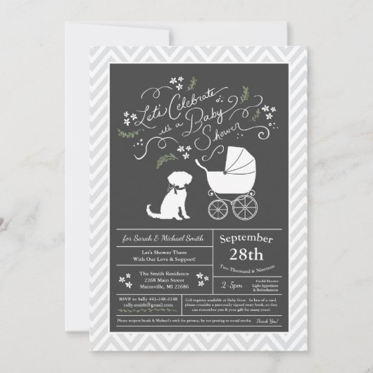Invitation Schnoodle Chien Baby Douche Neutre (Devant)