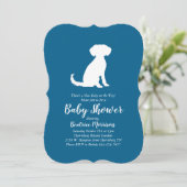 Invitation Schnoodle Chien Baby shower Garçon bleu (Debout devant)