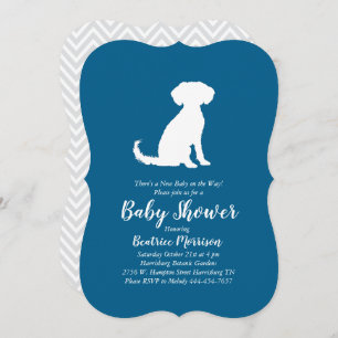 Invitation Schnoodle Chien Baby shower Garçon bleu