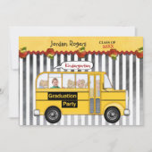 Invitation Schoolbus Teddy Bear Photo Kindergarten Graduation (Devant)
