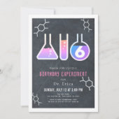Invitation Science Experiment Black Chalkboard Girl Anniversa (Devant)