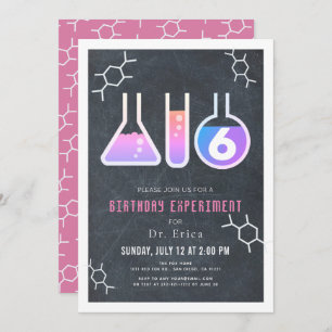 Invitation Science Experiment Black Chalkboard Girl Anniversa