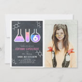 Invitation Science Experiment Chalkboard Girl Photo Anniversa (Devant)