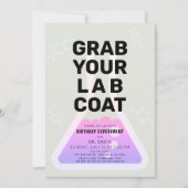 Invitation Science Experiment Flask Neon Rose Girl Anniversai (Devant)