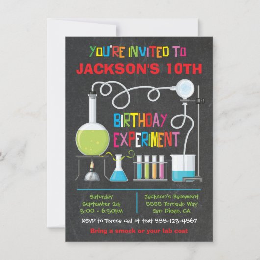 Invitation Science Lab Expérience Anniversaire Fête Invitatio (Devant)