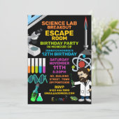 Invitation Science Lab Thème Escape Room, fête d'anniversaire (Debout devant)
